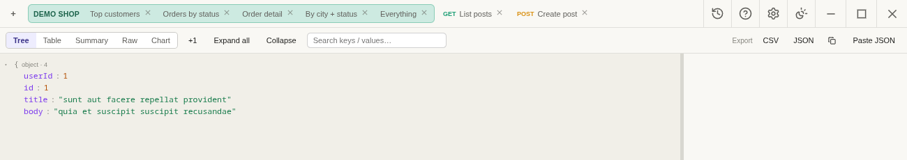 JSON inspector tree view